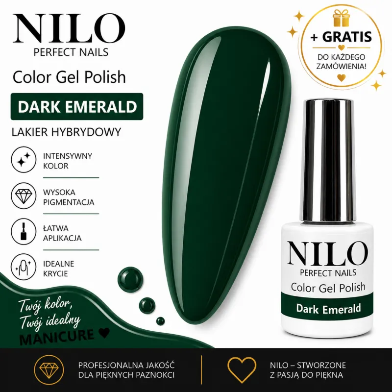 Lakier Hybrydowy Dark Emerald – NILO no.18